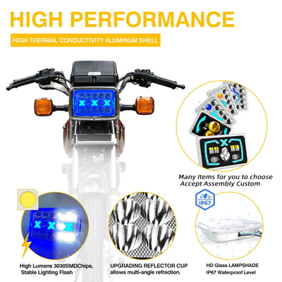 CG125 125cc Motorcycle LED Headlight DC12V with DRL White Blue