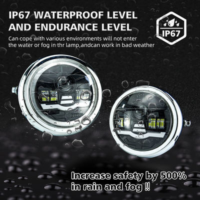 6 Inch Motorcycle Round Headlight Assembly with 4800LM Projector and 6500K White Light