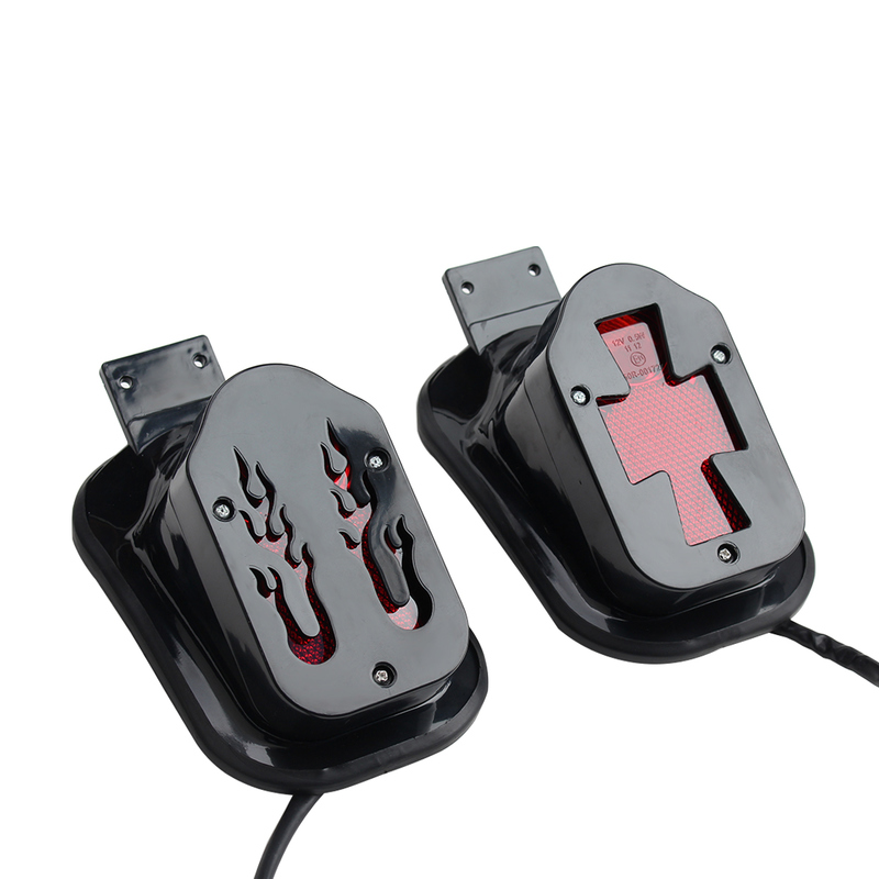 12V Universal Fit LED Motorcycle Tail Light with 12-Month Warranty - Flame Style Rear Light
